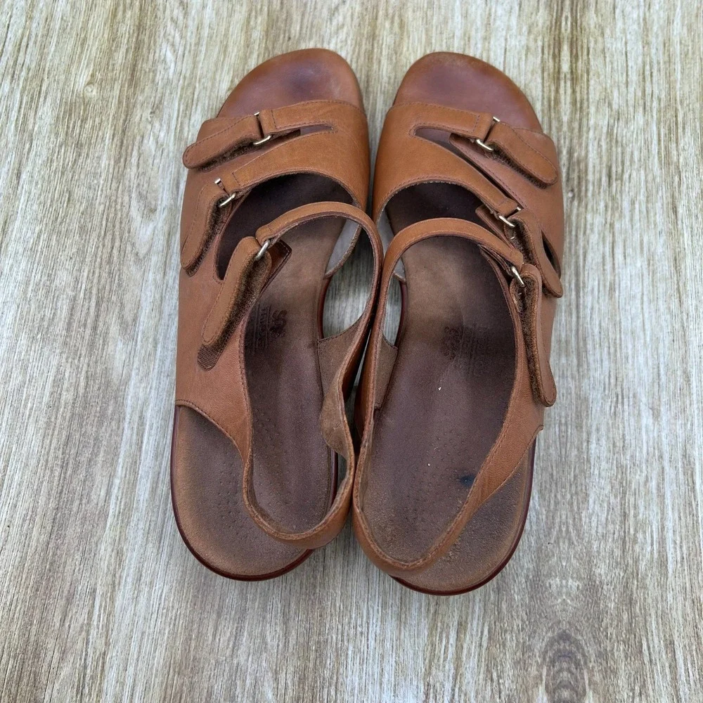 SAS Tabby Slingback Comfort Sandals Women's Size 11 Brown Leather Strap Shoes